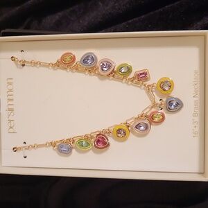 Persimmon Multicolor Gemstone Brass Necklace